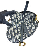 クリスチャン・ディオール Christian Dior サドルバッグミニ M0447CTZQ ネイビー/ゴールド金具 オブリークジャガード レディース ハンドバッグ