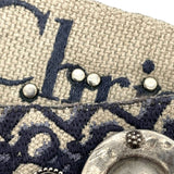 クリスチャン・ディオール Christian Dior サドルバッグミニ M0456CTZQ アイボリー/ネイビー GD金具 オブリークキャンバス レディース ショルダーバッグ