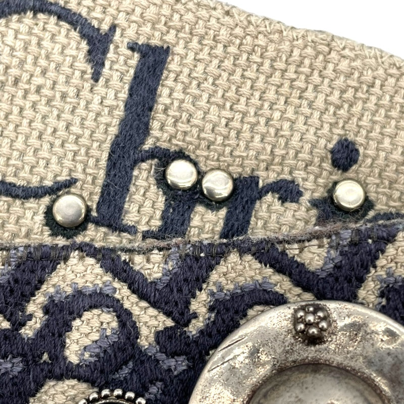 クリスチャン・ディオール Christian Dior サドルバッグミニ M0456CTZQ アイボリー/ネイビー GD金具 オブリークキャンバス レディース ショルダーバッグ