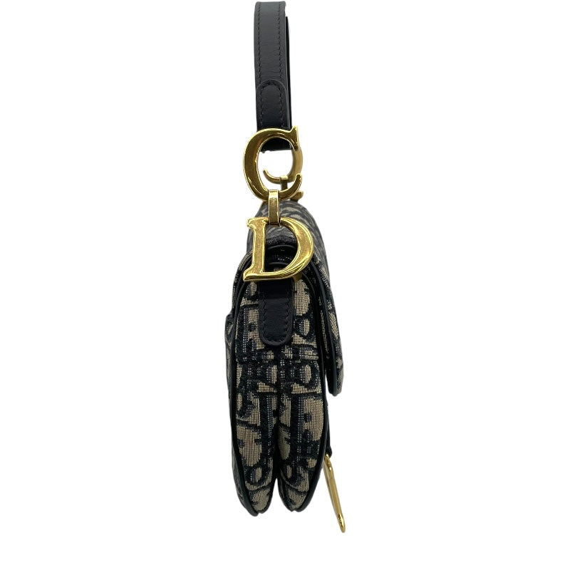 クリスチャン・ディオール Christian Dior サドルバッグミニ M0456CTZQ アイボリー/ネイビー GD金具 オブリークキャンバス レディース ショルダーバッグ