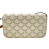 セリーヌ CELINE ショルダーバッグクロード 104142 ホワイト GD金具 トリオンフキャンバス/カーフスキン レディース ショルダーバッグ