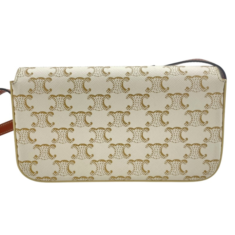 セリーヌ CELINE ショルダーバッグクロード 104142 ホワイト GD金具 トリオンフキャンバス/カーフスキン レディース ショルダーバッグ