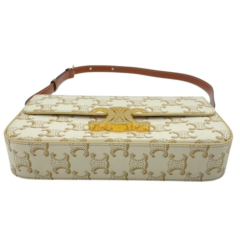 セリーヌ CELINE ショルダーバッグクロード 104142 ホワイト GD金具 トリオンフキャンバス/カーフスキン レディース ショルダーバッグ