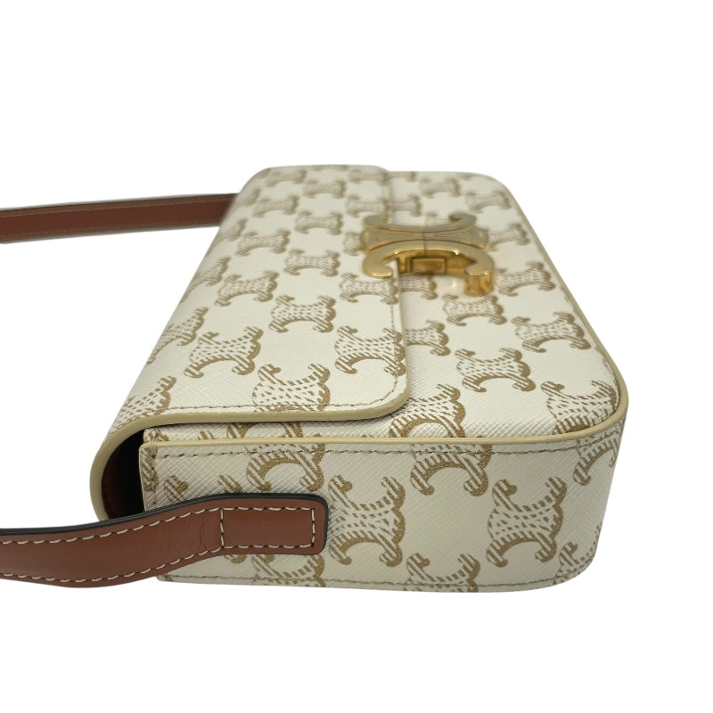 セリーヌ CELINE ショルダーバッグクロード 104142 ホワイト GD金具 トリオンフキャンバス/カーフスキン レディース ショルダーバッグ