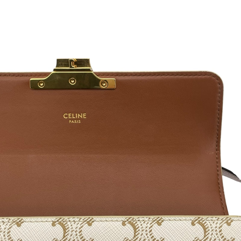 セリーヌ CELINE ショルダーバッグクロード 104142 ホワイト GD金具 トリオンフキャンバス/カーフスキン レディース ショルダーバッグ