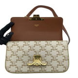 セリーヌ CELINE ショルダーバッグクロード 104142 ホワイト GD金具 トリオンフキャンバス/カーフスキン レディース ショルダーバッグ