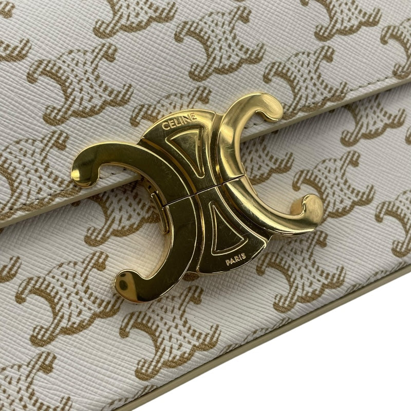 セリーヌ CELINE ショルダーバッグクロード 104142 ホワイト GD金具 トリオンフキャンバス/カーフスキン レディース ショルダーバッグ