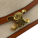 セリーヌ CELINE クラシックトリオンフバッグ 188882 ベージュxタン GD金具 キャンバス/カーフ レディース ショルダーバッグ