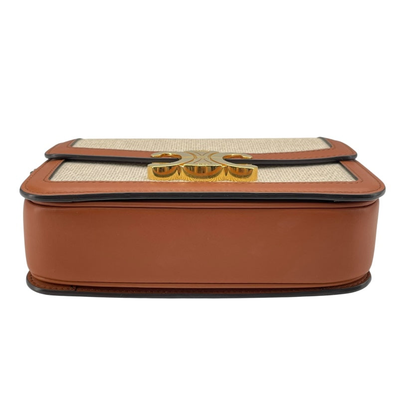 セリーヌ CELINE クラシックトリオンフバッグ 188882 ベージュxタン GD金具 キャンバス/カーフ レディース ショルダーバッグ