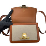 セリーヌ CELINE クラシックトリオンフバッグ 188882 ベージュxタン GD金具 キャンバス/カーフ レディース ショルダーバッグ