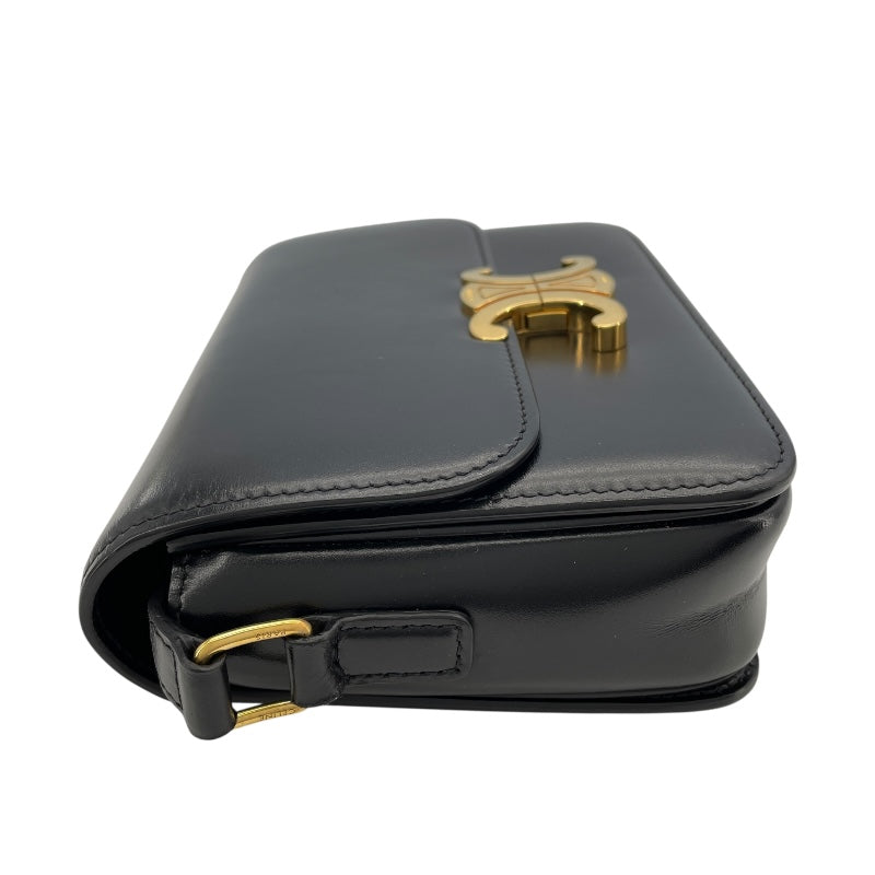 セリーヌ CELINE ティーン トリオンフ バッグ 188423 ブラック GD金具 シャイニーカーフスキン レディース ショルダーバッグ
