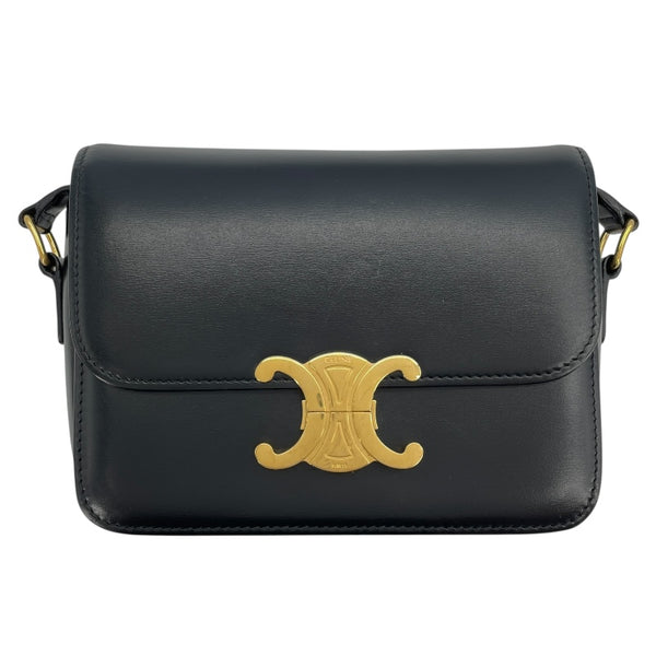 セリーヌ CELINE ティーン トリオンフ バッグ 188423 ブラック GD金具 シャイニーカーフスキン レディース ショルダーバッグ
