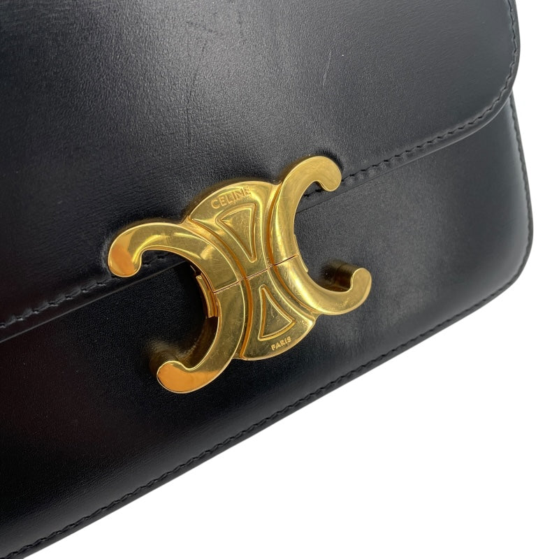 セリーヌ CELINE ティーン トリオンフ バッグ 188423 ブラック GD金具 シャイニーカーフスキン レディース ショルダーバッグ