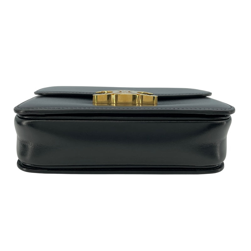 セリーヌ CELINE ティーン トリオンフ バッグ 188423 ブラック GD金具 シャイニーカーフスキン レディース ショルダーバッグ