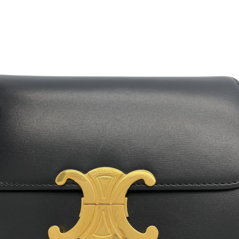 セリーヌ CELINE ティーン トリオンフ バッグ 188423 ブラック GD金具 シャイニーカーフスキン レディース ショルダーバッグ