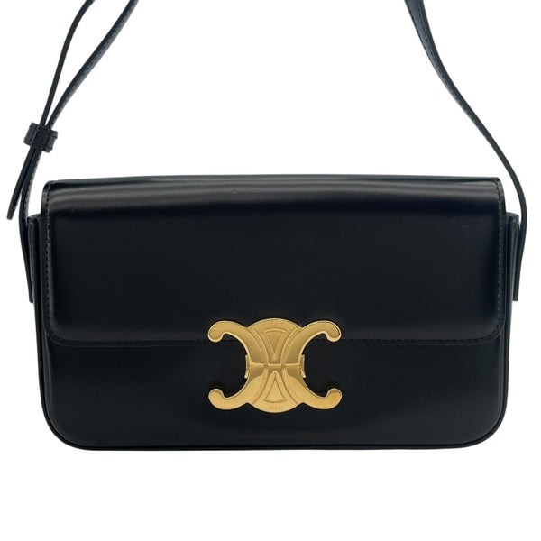 セリーヌ CELINE ショルダーバッグ クロード 194143 ブラック GD金具 シャイニーカーフ レディース ショルダーバッグ