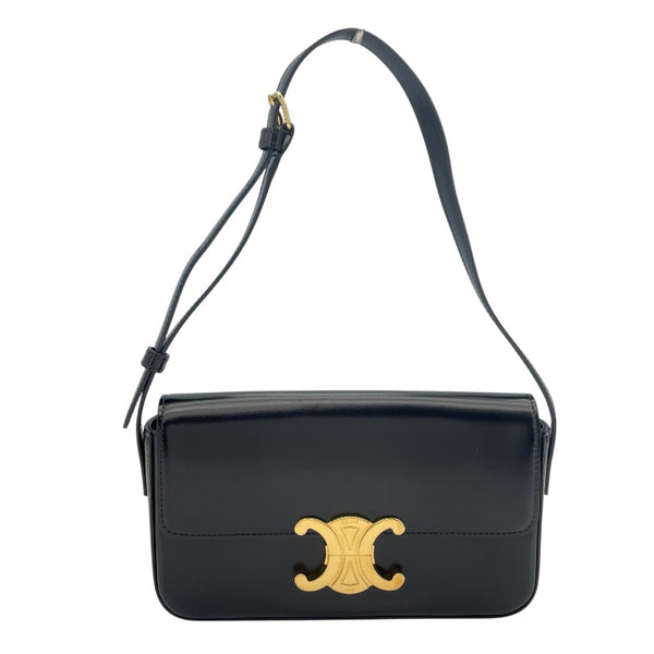 セリーヌ CELINE ショルダーバッグ クロード 194143 ブラック GD金具 シャイニーカーフ レディース ショルダーバッグ