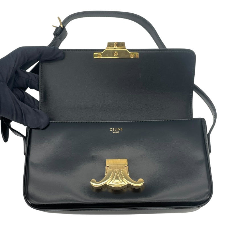 セリーヌ CELINE ショルダーバッグ クロード 194143 ブラック GD金具 シャイニーカーフ レディース ショルダーバッグ