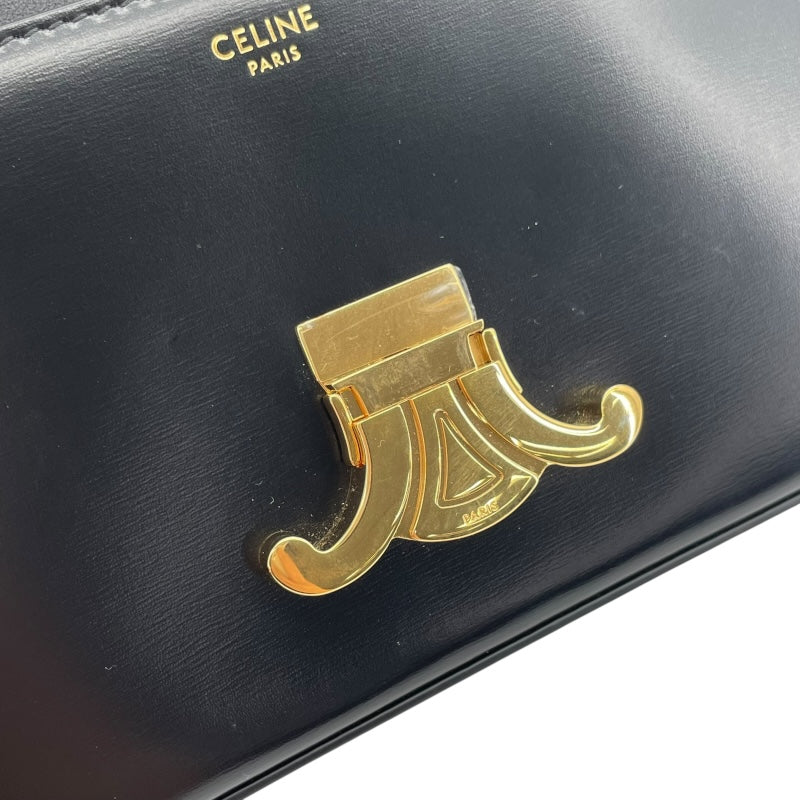 セリーヌ CELINE ショルダーバッグ クロード 194143 ブラック GD金具 シャイニーカーフ レディース ショルダーバッグ