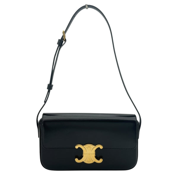 セリーヌ CELINE ショルダーバッグ クロード 194143 ブラック GD金具 シャイニーカーフ レディース ショルダーバッグ
