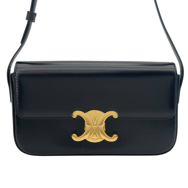セリーヌ CELINE ショルダーバッグ クロード 194143 ブラック GD金具 シャイニーカーフ レディース ショルダーバッグ