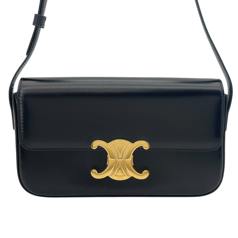 セリーヌ CELINE ショルダーバッグ クロード 194143 ブラック GD金具 シャイニーカーフ レディース ショルダーバッグ