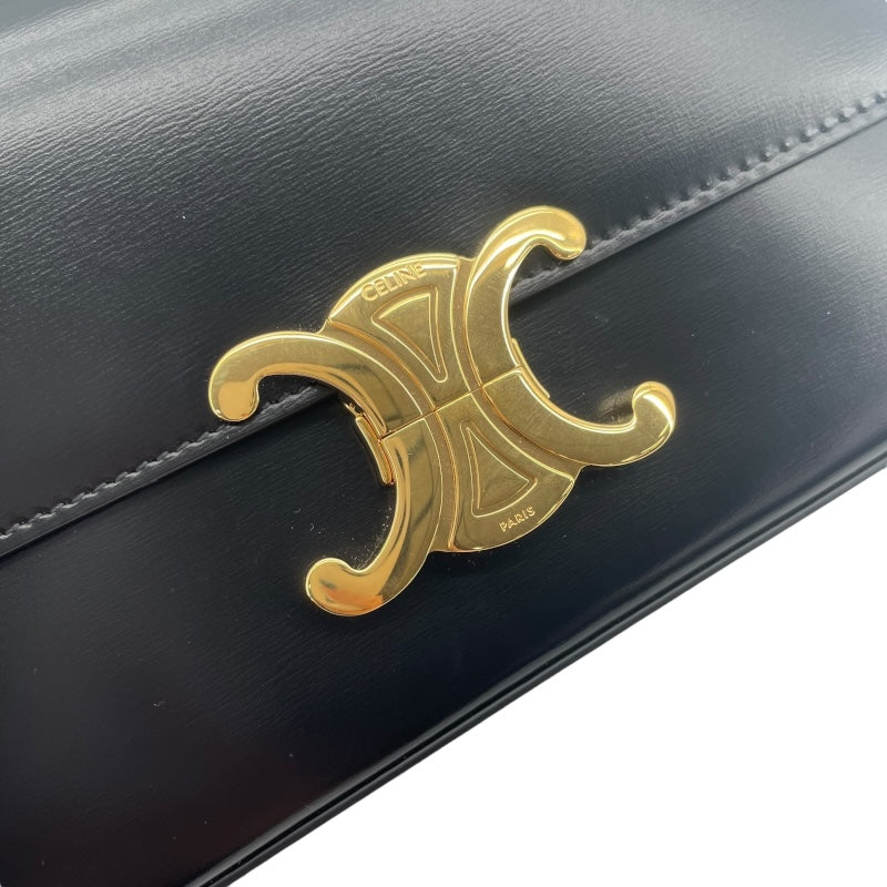 セリーヌ CELINE ショルダーバッグ クロード 194143 ブラック GD金具 シャイニーカーフ レディース ショルダーバッグ