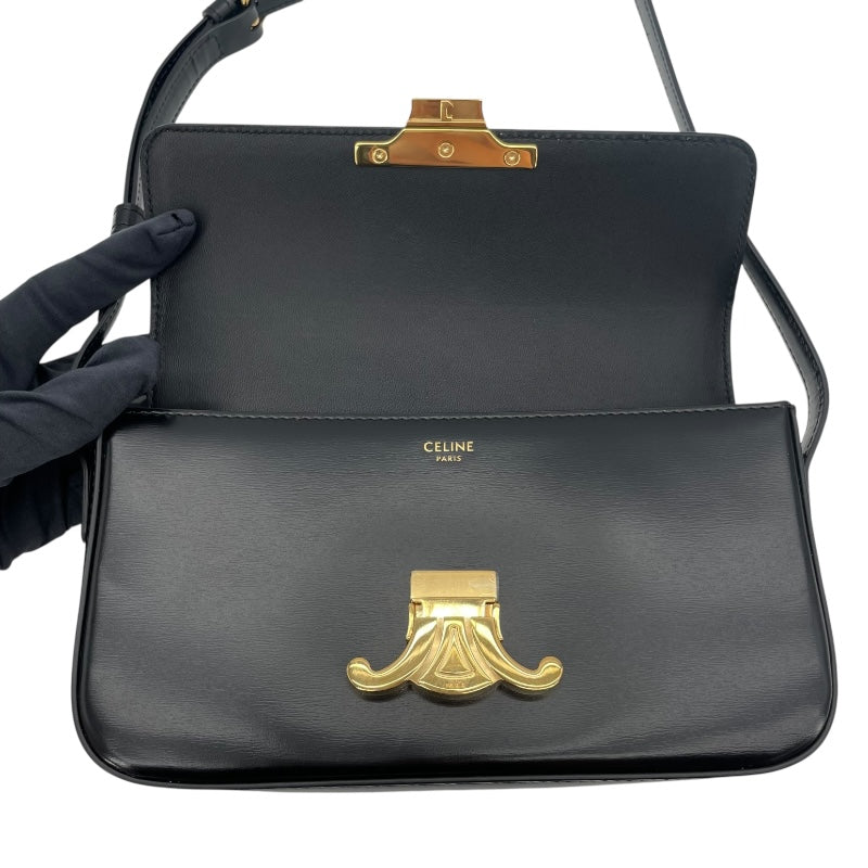 セリーヌ CELINE ショルダーバッグ クロード 194143 ブラック GD金具 シャイニーカーフ レディース ショルダーバッグ