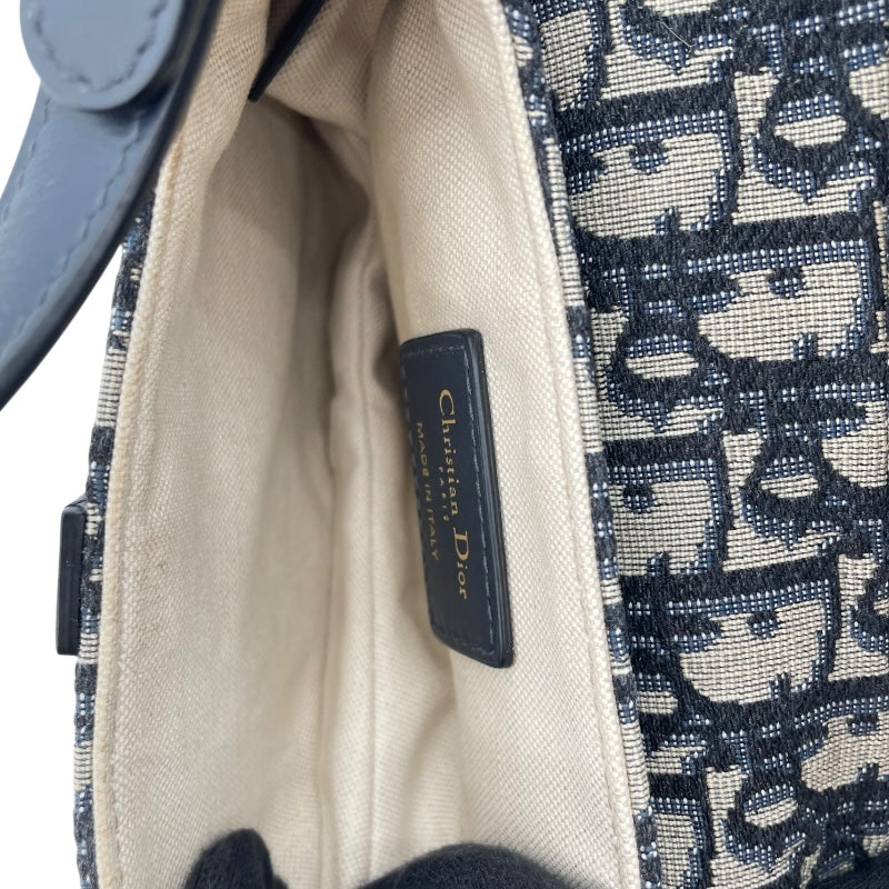 クリスチャン・ディオール Christian Dior ミニサドルバッグ M0447CTZQ ネイビー アイボリー GD金具 オブリークジャガード レディース ハンドバッグ