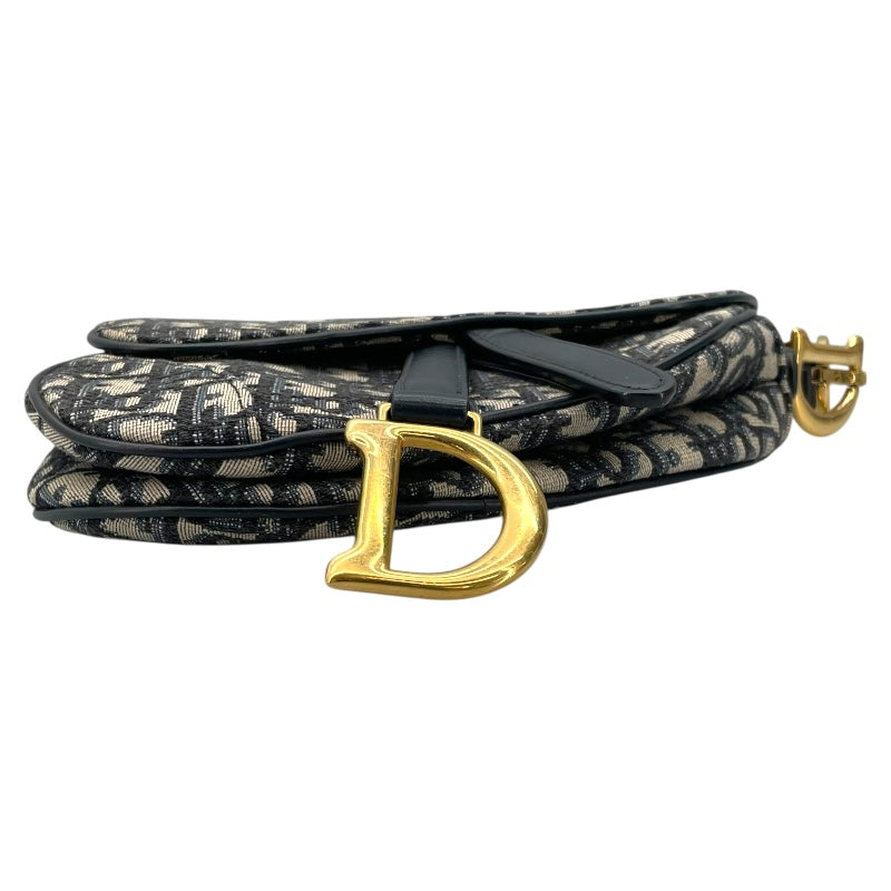 ★3日以内返品可★ 美品 Christian Dior クリスチャンディオール ディオール オブリーク ジャカード サドル ベルトバッグ - ショルダーバッグ ネイビー グレー コットン レディース 1ADPO276YKYH03E_SBG_E03?$