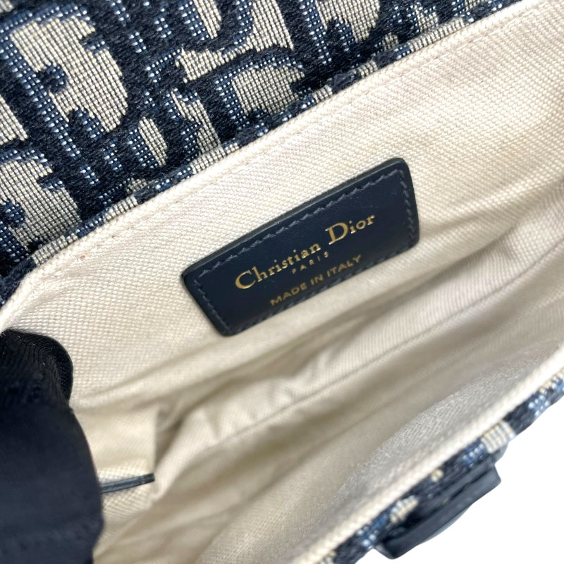 クリスチャン・ディオール Christian Dior サドルバッグミニ M0447CTZQ アイボリー ネイビー GD金具 オブリークジャガード レディース ハンドバッグ