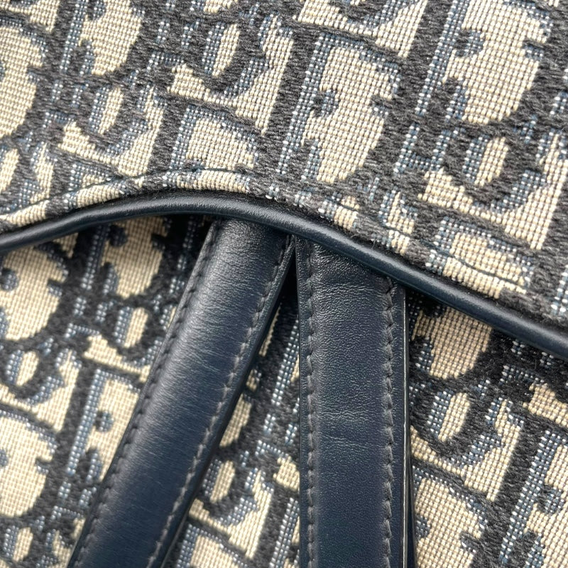 クリスチャン・ディオール Christian Dior サドルバッグミニ M0447CTZQ アイボリー ネイビー GD金具 オブリークジャガード レディース ハンドバッグ