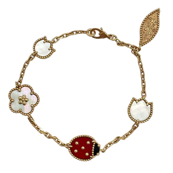 ヴァンクリーフ＆アーペル Van Cleef & Arpels ラッキー スプリング5Pブレス ピンクゴールド Au750 オニキス ジュエリー