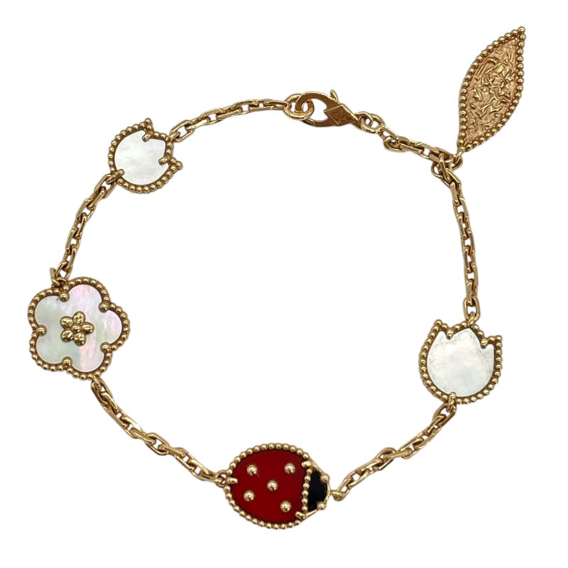 ヴァンクリーフ＆アーペル Van Cleef & Arpels ラッキー スプリング5Pブレス ピンクゴールド Au750 オニキス ジュエリー