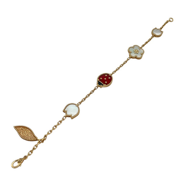 ヴァンクリーフ＆アーペル Van Cleef & Arpels ラッキー スプリング5Pブレス ピンクゴールド Au750 オニキス ジュエリー