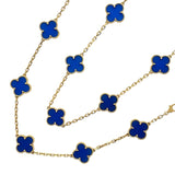 ヴァンクリーフ＆アーペル Van Cleef & Arpels ヴィンテージアルハンブラロングネックレス 20モチーフ ブルーアゲート ゴールド Au750 ジュエリー