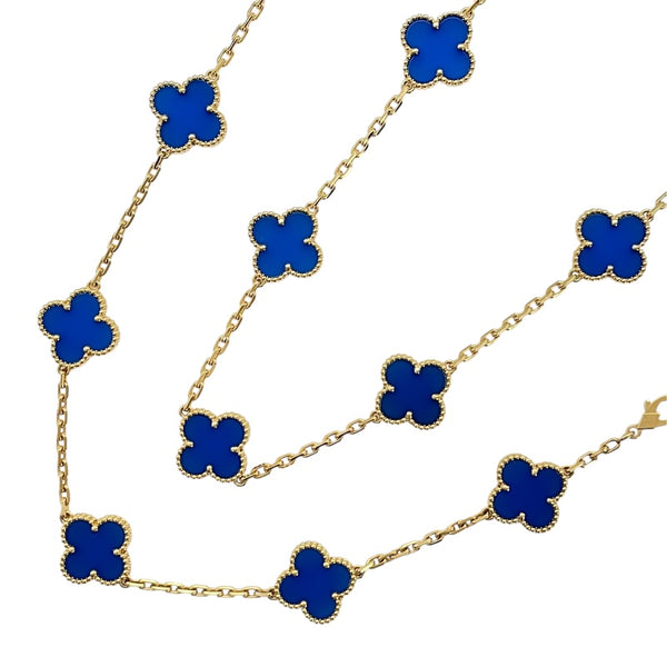ヴァンクリーフ＆アーペル Van Cleef & Arpels ヴィンテージアルハンブラロングネックレス 20モチーフ ブルーアゲート ゴールド Au750 ジュエリー