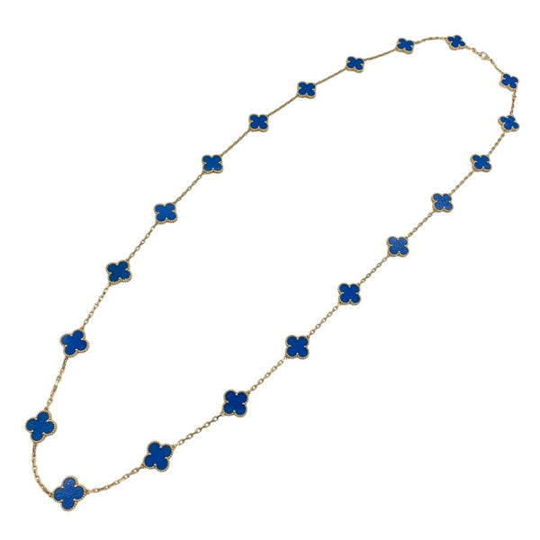 ヴァンクリーフ＆アーペル Van Cleef & Arpels ヴィンテージアルハンブラロングネックレス 20モチーフ ブルーアゲート ゴールド Au750 ジュエリー
