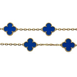 ヴァンクリーフ＆アーペル Van Cleef & Arpels ヴィンテージアルハンブラロングネックレス 20モチーフ ブルーアゲート ゴールド Au750 ジュエリー