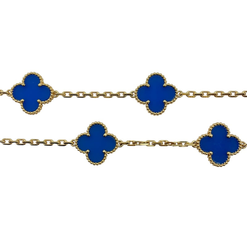 ヴァンクリーフ＆アーペル Van Cleef & Arpels ヴィンテージアルハンブラロングネックレス 20モチーフ ブルーアゲート ゴールド Au750 ジュエリー
