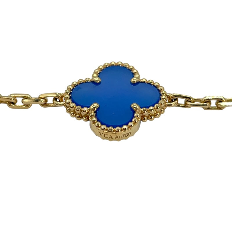 ヴァンクリーフ＆アーペル Van Cleef & Arpels ヴィンテージアルハンブラロングネックレス 20モチーフ ブルーアゲート ゴールド Au750 ジュエリー