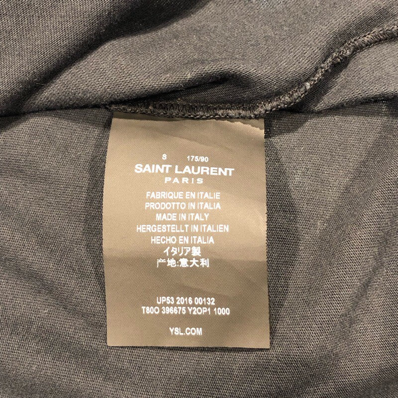 サンローラン SAINT LAURENT ロゴ刺繍ポケット半袖Tシャツ 396675 ブラック コットン メンズ 半袖Ｔシャツ