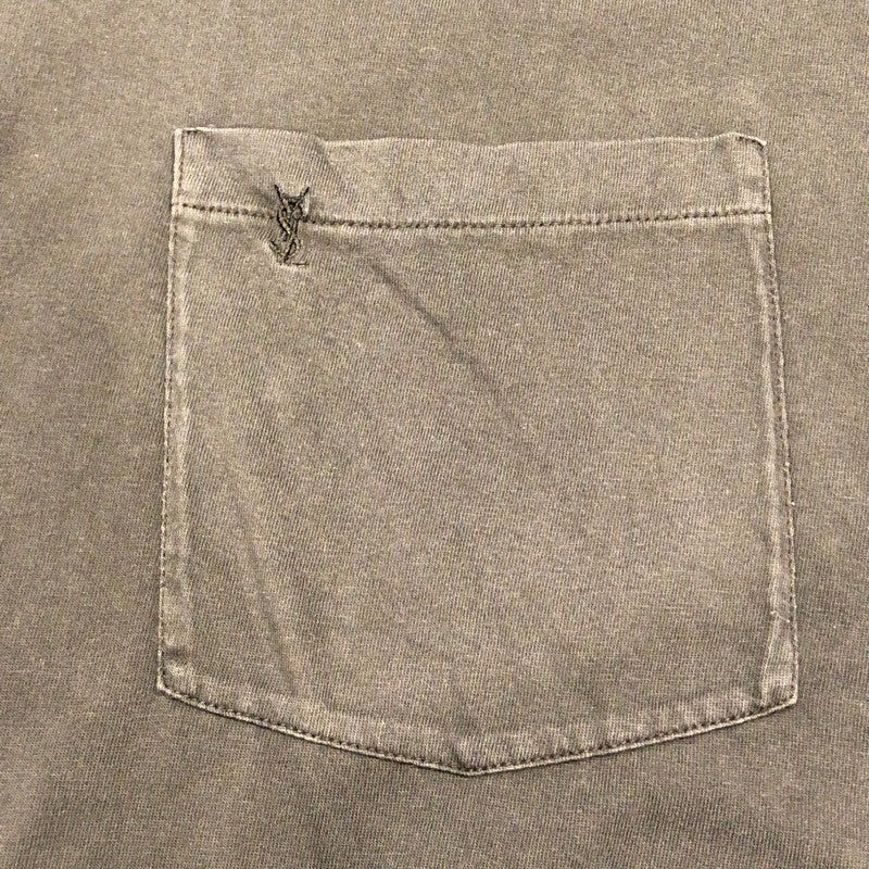 サンローラン SAINT LAURENT ロゴ刺繍ポケット半袖Tシャツ 396675 ブラック コットン メンズ 半袖Ｔシャツ