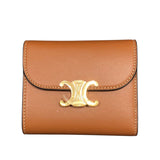 セリーヌ CELINE トリオンフスモールウォレット 10D783 タン/ゴールド金具 カーフ レディース 三つ折り財布