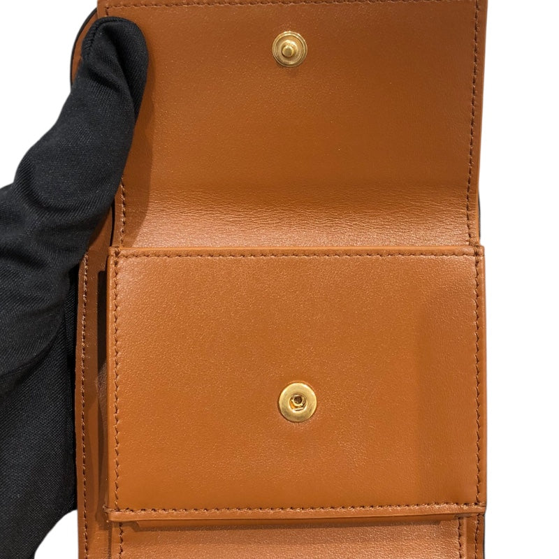 セリーヌ CELINE トリオンフスモールウォレット 10D783 タン/ゴールド金具 カーフ レディース 三つ折り財布