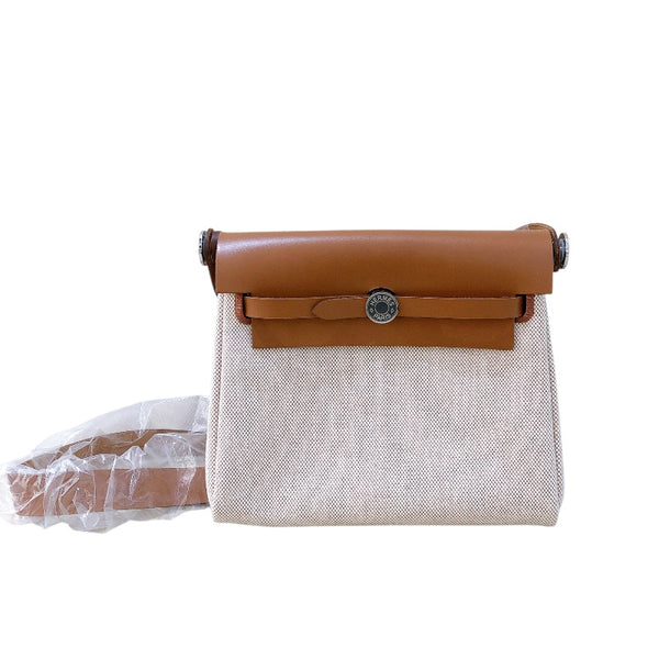 エルメス HERMES エールバッグジップ20 K刻 ブラウン/SV金具 トワル レディース ショルダーバッグ