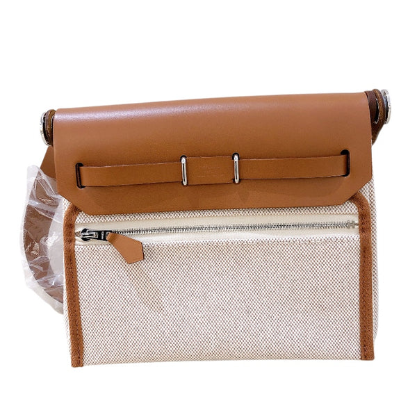 エルメス HERMES エールバッグジップ20 K刻 ブラウン/SV金具 トワル レディース ショルダーバッグ