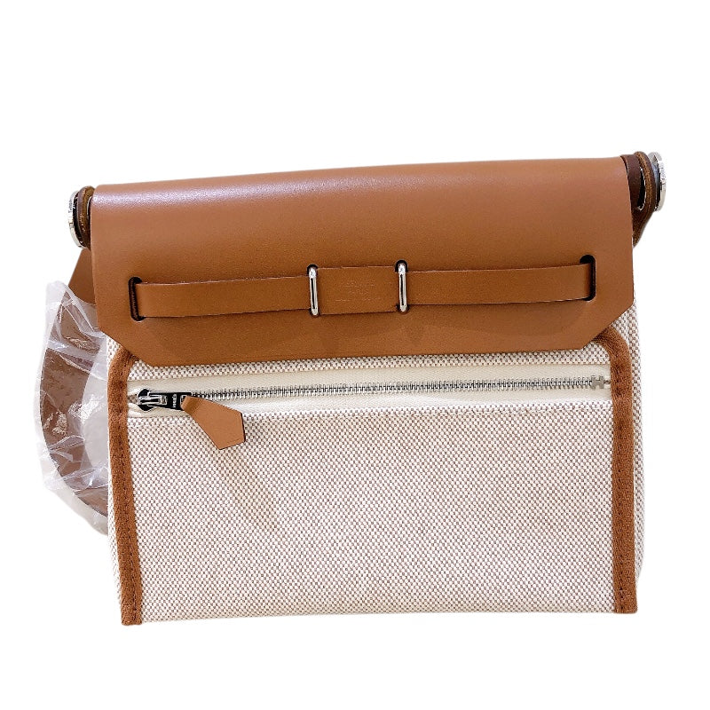 エルメス HERMES エールバッグジップ20 K刻 ブラウン/SV金具 トワル レディース ショルダーバッグ