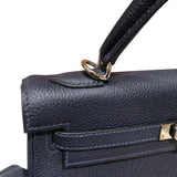 エルメス HERMES ケリー25　内縫い Y刻 ブルーニュイ　シルバー金具 トゴ レディース ハンドバッグ