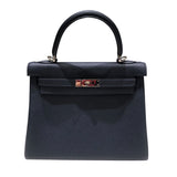 エルメス HERMES ケリー25　内縫い Y刻 ブルーニュイ　シルバー金具 トゴ レディース ハンドバッグ